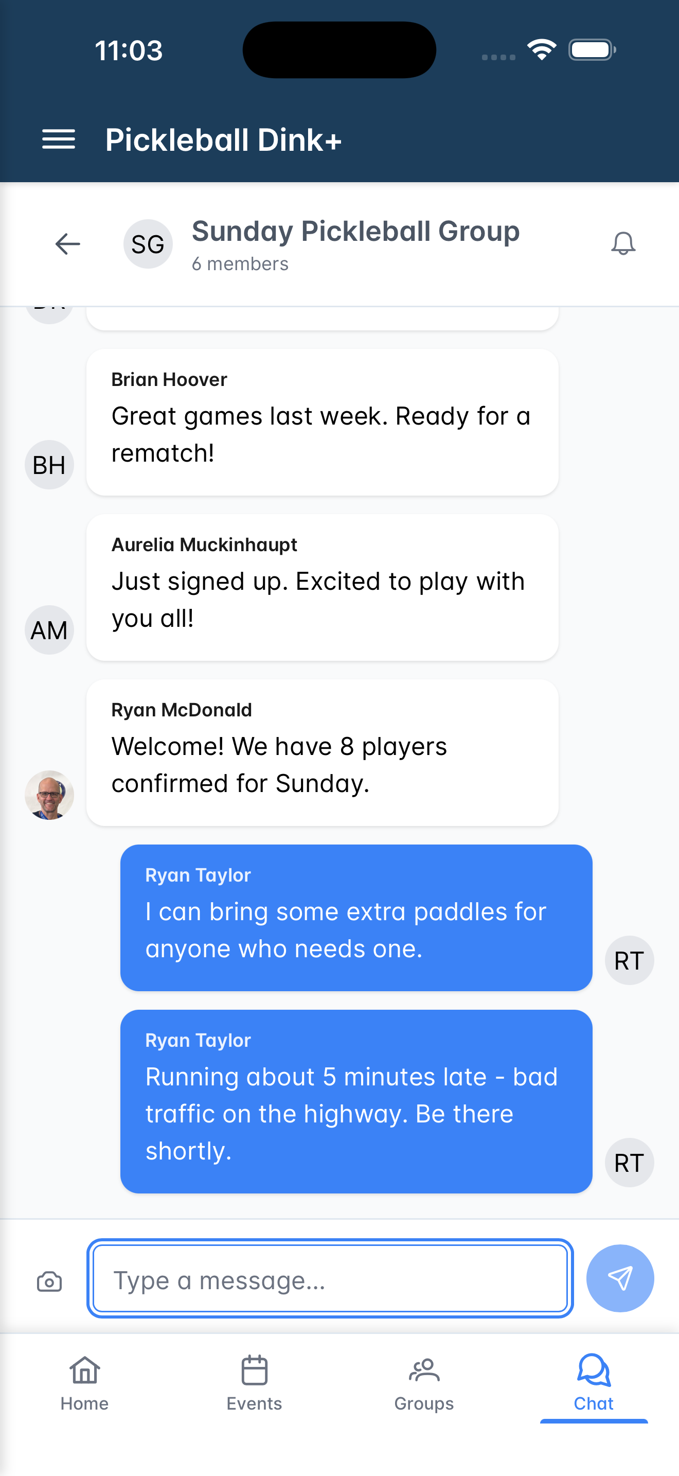 Dink+ group chat